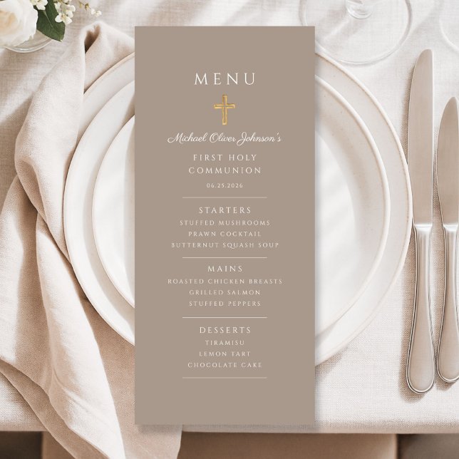 Taupe Boy First Communion Menu (Taupe Boy First Communion Menu)