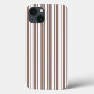 Taupe brown and white candy stripes Case-Mate iPho iPhone 13 Case