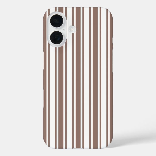 Taupe brown and white candy stripes Case-Mate iPhone case (Back)