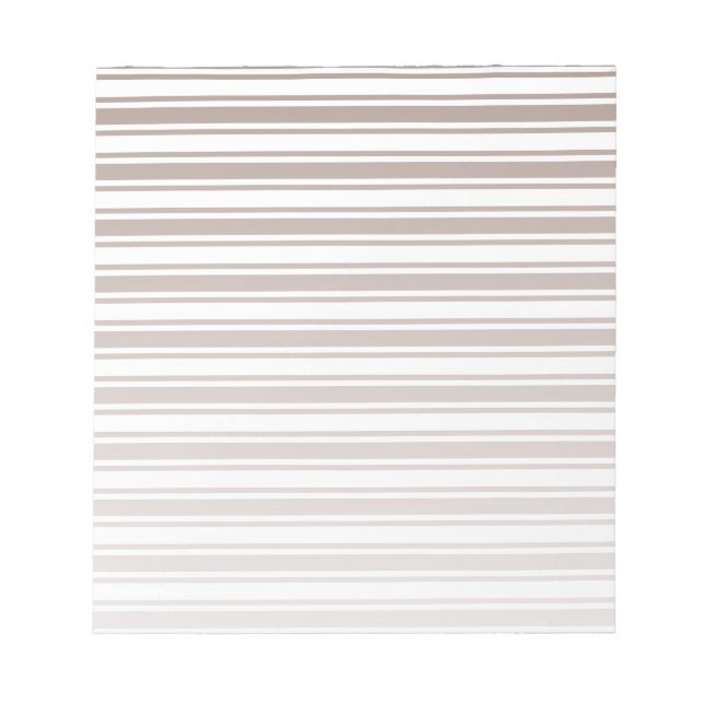 Taupe brown and white candy stripes notepad (Front)