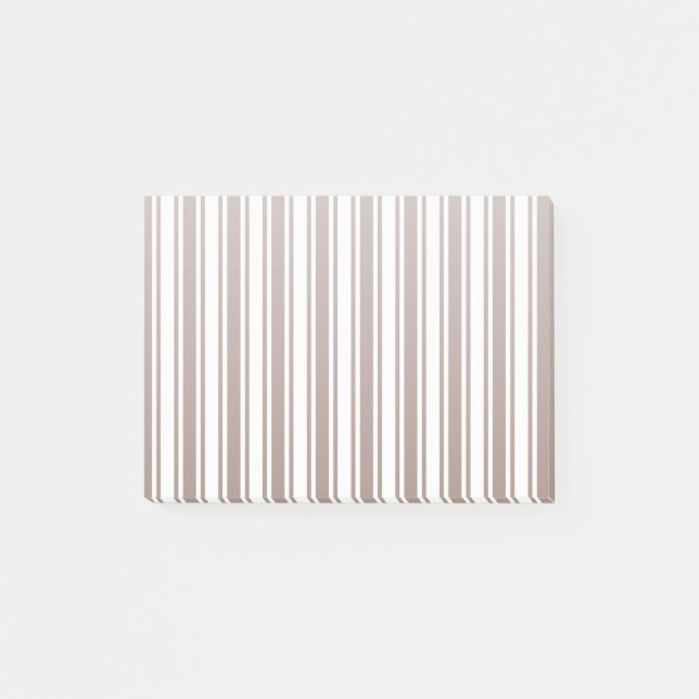 Taupe brown and white candy stripes post-it notes (Front)