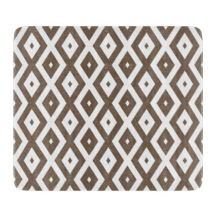 Taupe brown and white diamond pattern cutting board