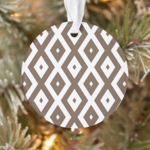 Taupe brown and white diamond pattern ornament