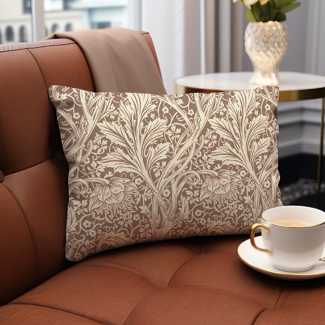 Taupe Brown Arcadia William Morris Hawthorn Lumbar Cushion (Creator Uploaded)