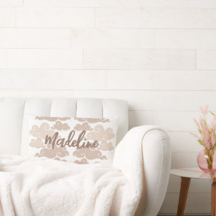 Taupe Brown Chinoiserie Cloud Name Lumbar Cushion
