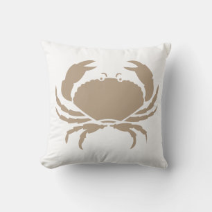 taupe brown CRAB WHITE pillow