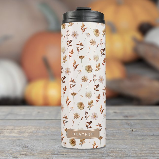 Taupe Brown Fall Watercolor Botanical Monogrammed Thermal Tumbler (Taupe Brown Fall Watercolor Botanical Monogrammed Thermal Tumbler
)