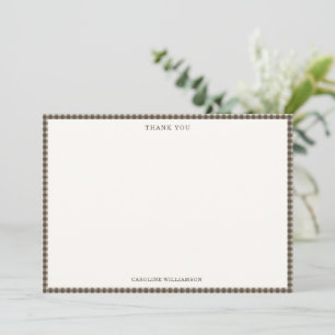 Taupe Brown Gingham Check Plaid Retro Baby Shower Thank You Card