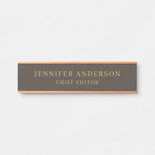 Taupe Brown & Gold Colour Professional Modern Plai Door Sign