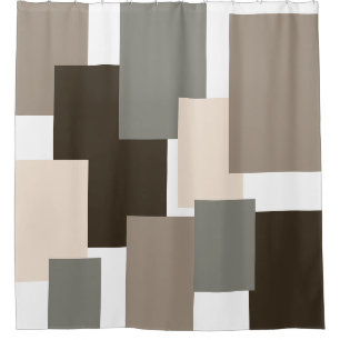 Taupe, Brown, Gray and Ivory Rectangles Shower Curtain