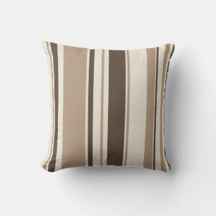 Taupe Brown Ivory Vertical Stripe Cushion