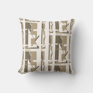 Taupe Brown Off-white Southwest Look Uneven Tiles Cushion