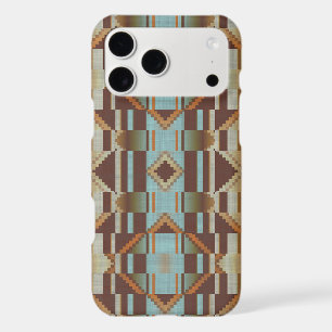 Taupe Brown Orange Turquoise Tribal Mosaic Pattern