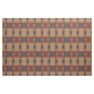 Taupe Brown Red Teal Blue Orange Ethnic Look Fabric