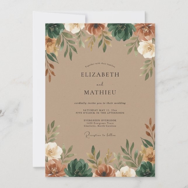 Taupe Clay Painted Wedding Invitation (Front)