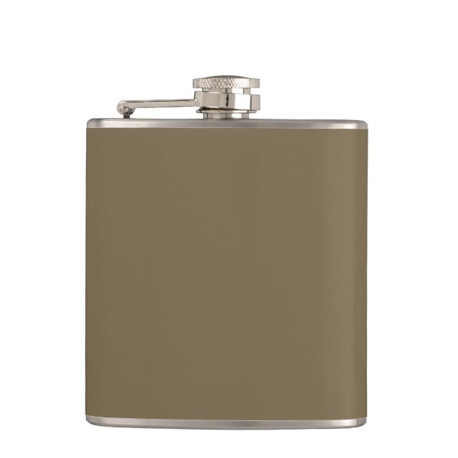 Taupe Coffee Colour Decor Customisable Hip Flask (Front)