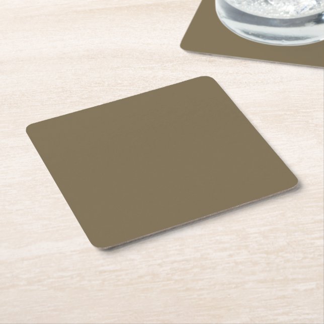 Taupe Colour Customise This! Square Paper Coaster (Angled)