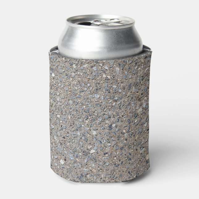 Taupe Concrete Cement Blue Aggregate Sidewalk Can Cooler (Can Front)