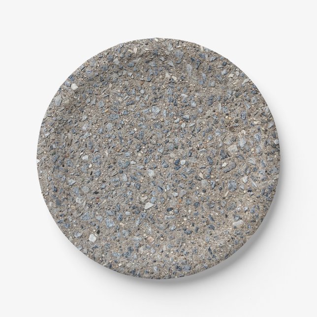 Taupe Concrete Cement Blue Aggregate Sidewalk Paper Plate (Front)