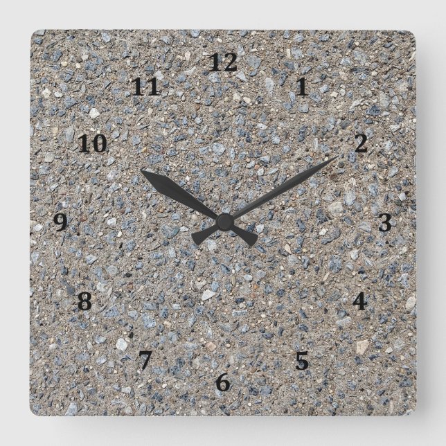 Taupe Concrete Cement Blue Aggregate Sidewalk Square Wall Clock (Front)
