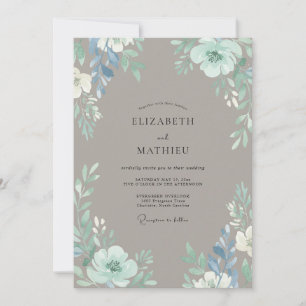 Taupe Cornflower Petal Wedding Invitation