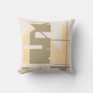 Taupe Cream Beige Bold Geometric Mosaic Abstract Cushion