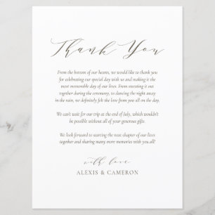 Taupe Dainty Script Wedding Thank You Card