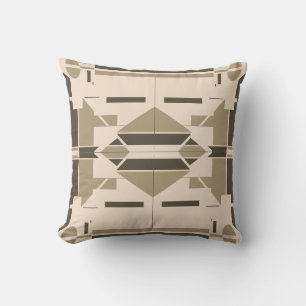 Taupe Dark Brown Beige Southwest Look Symmetrical Cushion