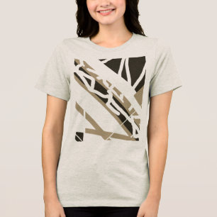 Taupe Dark Brown Diagonal Shapes Abstract MCM Look Tri-Blend Shirt