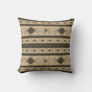 Taupe Dark Brown Mediterranean Art Large Mosaics Cushion