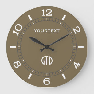 Taupe Decor Dial Easily Personalised Large Clock