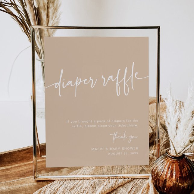 Taupe Diaper Raffle Sign Neutral Modern Minimal (Creator Uploaded)