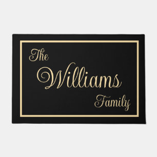 Taupe Elegant Script Family Name Welcome Gift Doormat