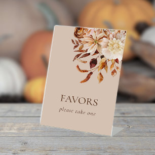 Taupe Fall Floral Favours Pedestal Sign