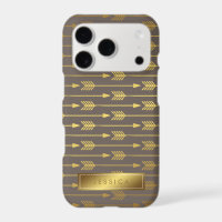 Taupe Faux Gold Foil Arrows Pattern