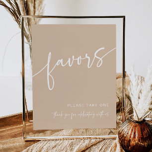 Taupe Favour Sign Modern Minimalist Shower Neutral