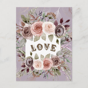  Taupe Floral Bouquet of Love Postcard