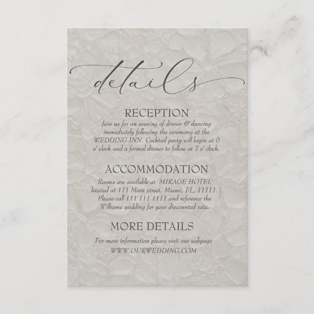 Taupe Floral Classic Details  Enclosure Card (Front)