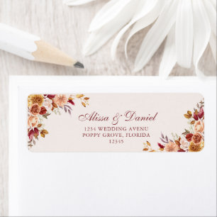 Taupe Floral Wedding Return Address Label Elegant