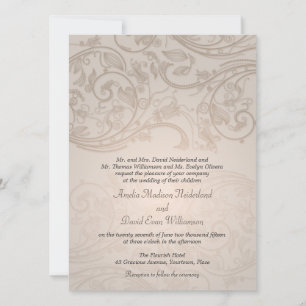 Taupe Flourish Wedding Invitation