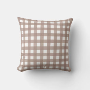 Taupe Gingham Check Throw Pillow
