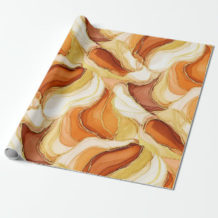 Taupe Gold Fluid Marble Stone Abstract Wrapping Paper
