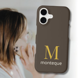 Taupe Gold Monogram Personalised Name Luxury Gift 