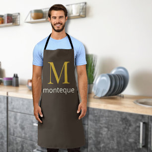 Taupe Gold Monogram Personalised Name Luxury Gift  Apron