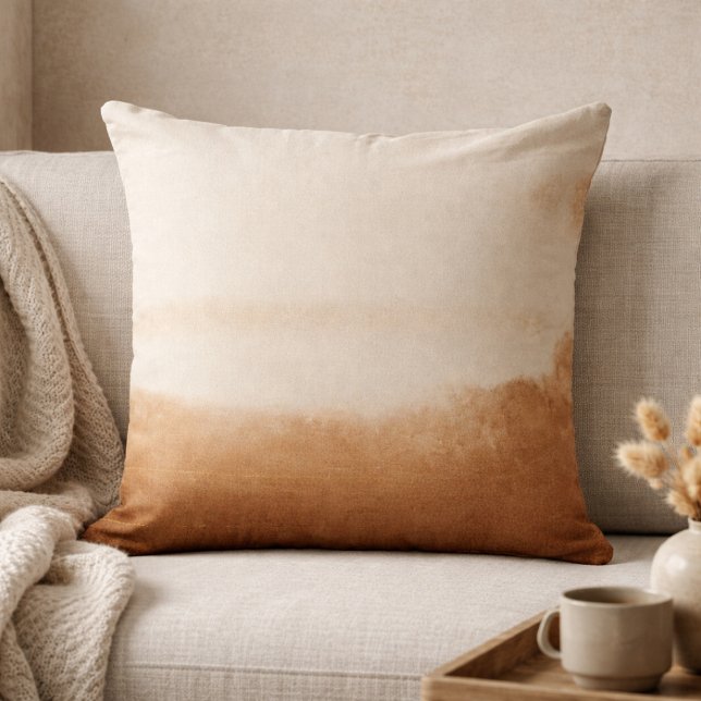 Taupe Gold Stripe Throw Pillow (A structured taupe stripe and gentle gold linework bring calm order to layered neutral rooms.)