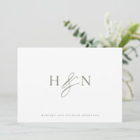 Taupe Green Elegant Monogram Wedding