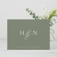 Taupe Green Elegant Monogram Wedding