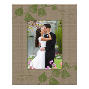 Taupe Green Leaves Portrait Photo Template Print