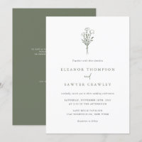 Taupe Green Minimalist Bouquet QR Code Wedding
