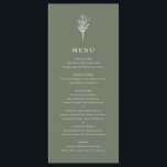 Taupe Green Minimalist Floral Bouquet Wedding Menu<br><div class="desc">This customisable minimalist wedding menu card features a taupe green modern floral bouquet line art. Personalise by adding a date and meal choice. This minimalist floral menu card is perfect for weddings,  baby showers,  bridal showers,  birthdays,  and so much more.</div>